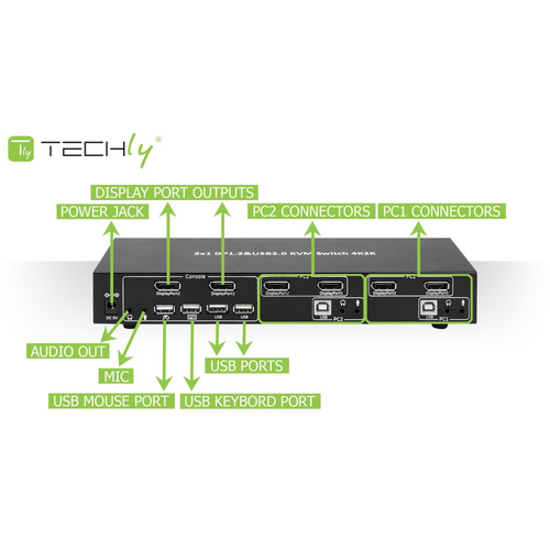 TECHLY 101928 Techly 2-port DisplayPort/ — pilt 6