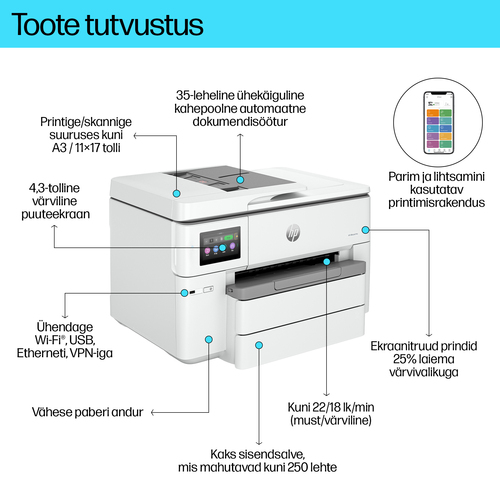 HP OfficeJet Pro 9730e MFP A3 — pilt 6