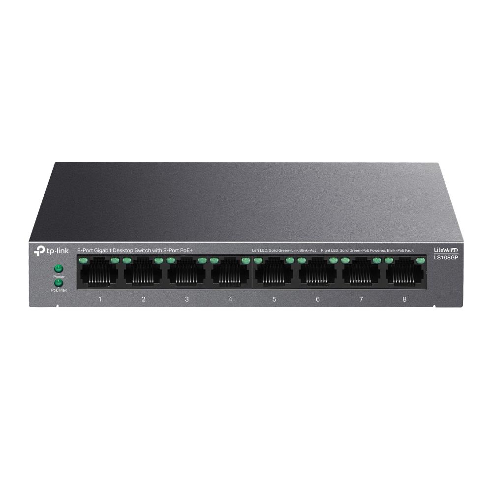 TP-LINK 8-Port Gigabit Desktop Switch with 8-Port PoE+ LS108GP