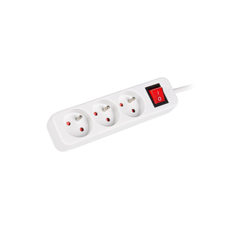 Lanberg Cable Power Strip 3M 3X French Outlets with Switch, Quality-Grade Copper | PS1-03E-0300-W