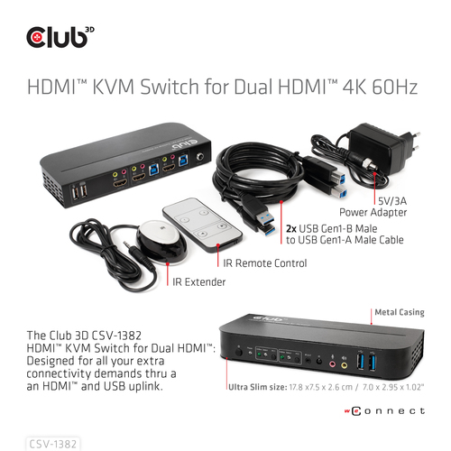 CLUB 3D HDMI KVM SWITCH FOR DUAL HDMI 4K — pilt 8