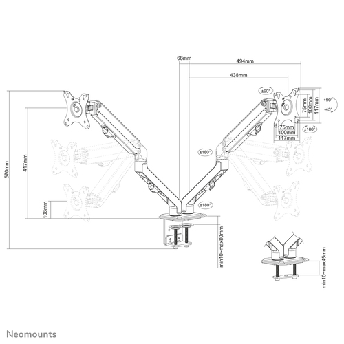 NEOMOUNTS Dual-DeskMount Gasspring 27i — pilt 19