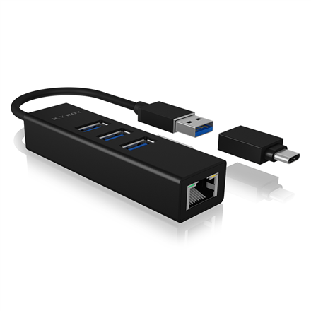 Raidsonic 4 Port Hub with USB 3.0 Type-A, Type-C, Gigabit LAN IB-HUB1419-LAN