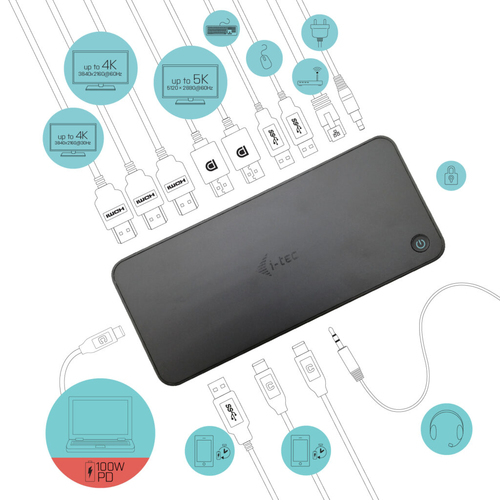 I-TEC USB 3.0/C/ TB3 3x 4K Dock PD 70W — pilt 4