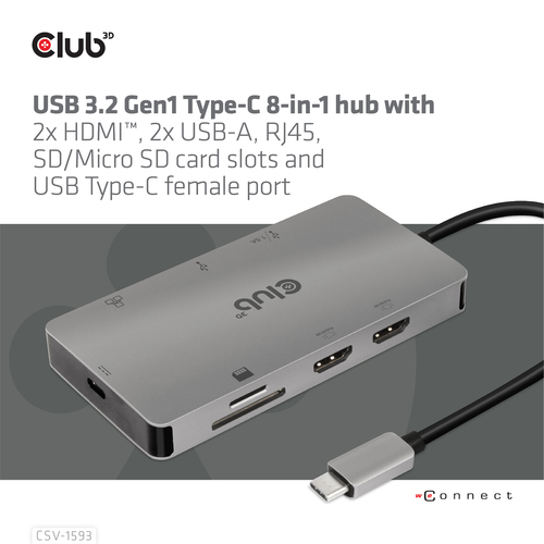 CLUB 3D USB 3.2 GEN1 TYPE-C 8 IN 1 HUB — pilt 8