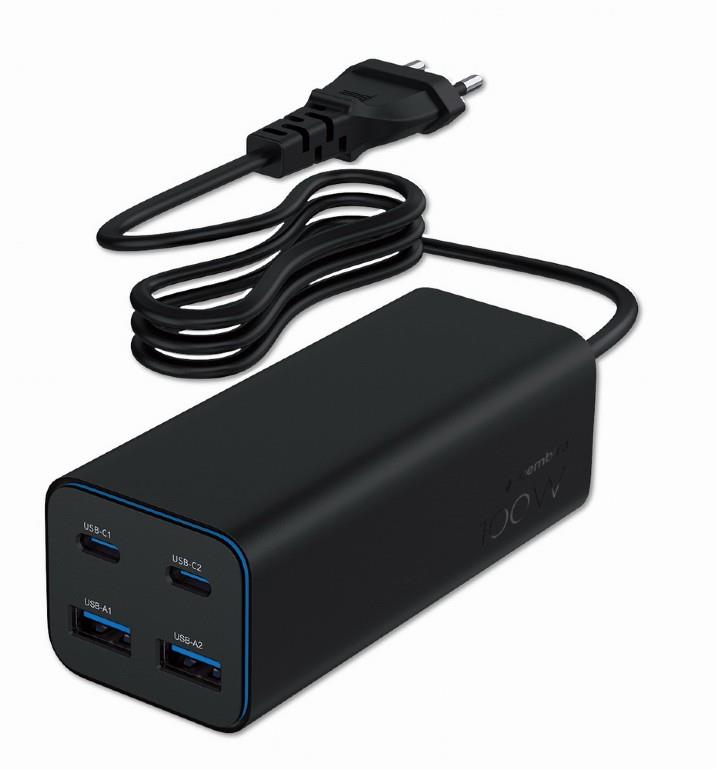 GEMBIRD 4-port 100 W GaN USB PowerDelive