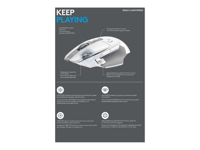 LOGI G G502 X LIGHTSPEED Mouse optical — pilt 6