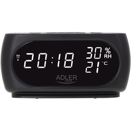 Adler Clock with Thermometer AD 1186 black