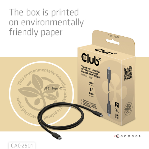 CLUB 3D Thunderbolt 5 1m Cable — pilt 8