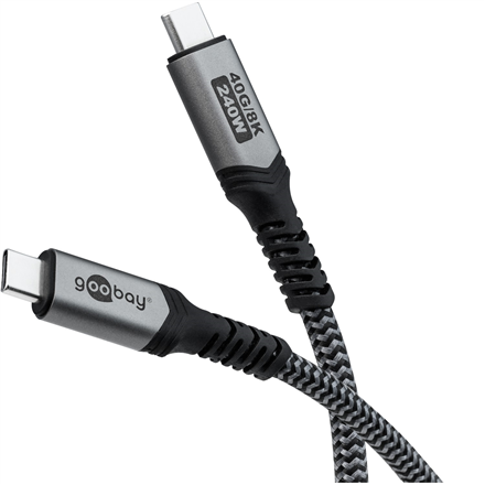 Goobay USB-C Cable, USB4, 1.8 m, bBack/Silver | USB-C to USB-C