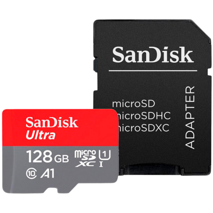 SanDisk Ultra microSDXC 128GB + SD Adapter 140MB/s  A1 Class 10 UHS-I; EAN:619659200558