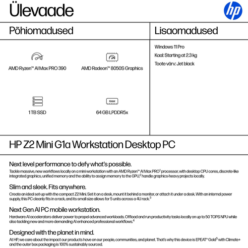HP Z2 Mini G1a AI MAX PRO 390 64/1TB(ML) — pilt 11