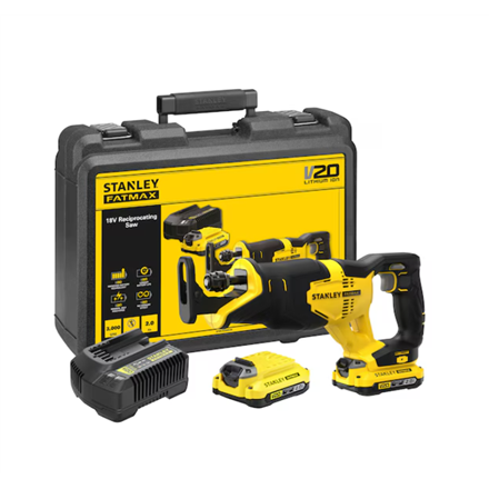 Stanley 18V V20 Reciprocating Saw - 2 x 2.0Ah Kitbox SFMCS300D2K-QW