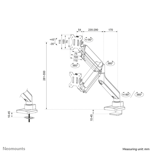 NEOMOUNTS Desk Mount 1 screen topfix — pilt 20