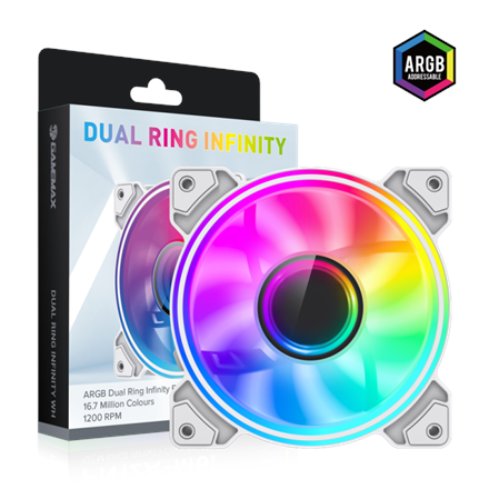 Gamemax Gamemax Case Fan DUAL RING INFINITY WH