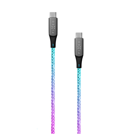 Fixed Glowing Charging Cable USB-C/USB-C, PD support, Rainbow FIXDLED-CC-RA