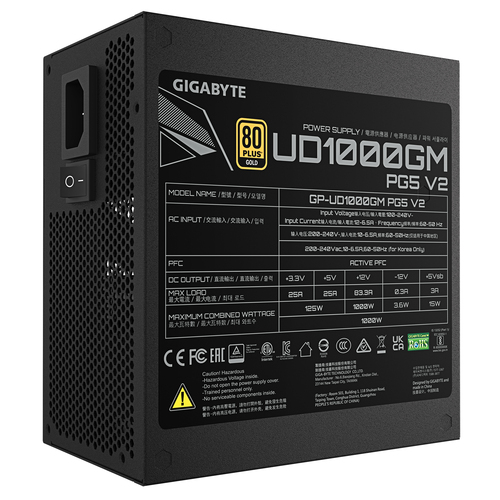 Gigabyte Gigabyte Power Supply, ATX 12V v3.1 GP-UD1000GM PG5 V2 — pilt 6