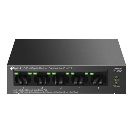 TP-LINK 5-Port Gigabit Desktop Switch with  4-Port PoE+ LS105GP