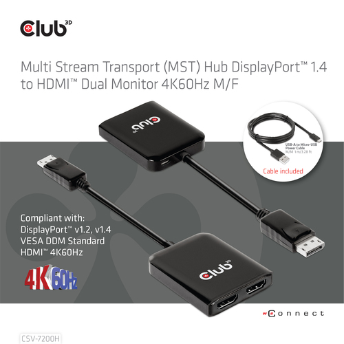 CLUB 3D MST HUB NEW DP 1.4 TO 2 HDMI — pilt 5