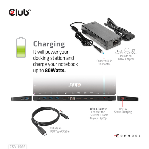 CLUB 3D CLUB 3D USB C GEN 2 DOCK — pilt 10