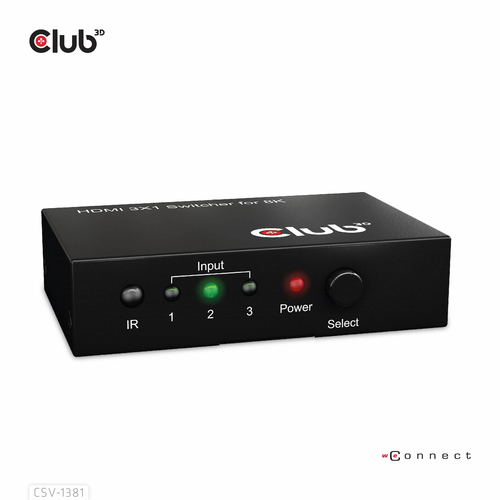 CLUB 3D 3 to 1 HDMI 8K60Hz Switch — pilt 5