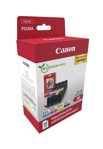 CANON CLI-551XL Ink Cartridge C/M/Y/BK — pilt 2