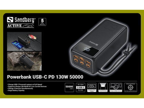 SANDBERG Powerbank USB-C PD 130W 50000 — pilt 10