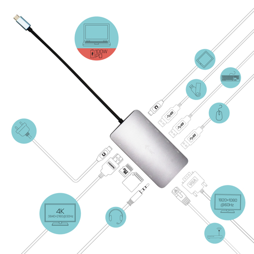 I-TEC USB-C Metal Nano Dock HDMI/VGA+PD — pilt 4
