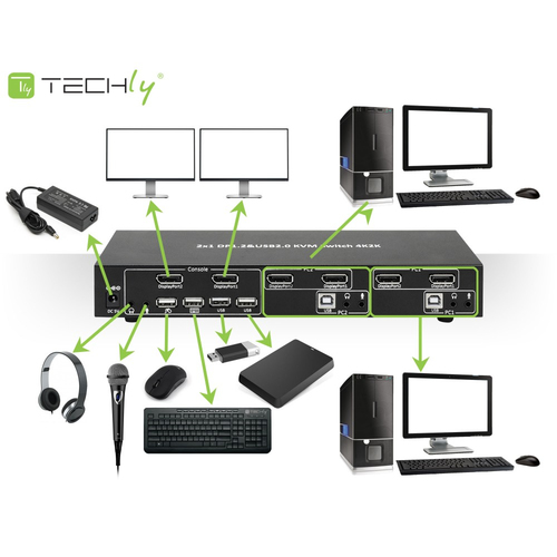 TECHLY 101928 Techly 2-port DisplayPort/ — pilt 5