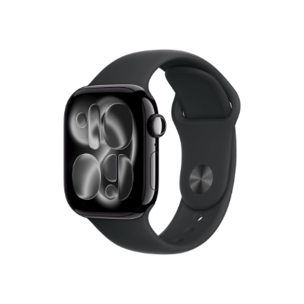 Apple Watch Series 11 GPS + Cellular 42mm Jet Black Aluminium Case with Black Sport Band - M/L | Apple