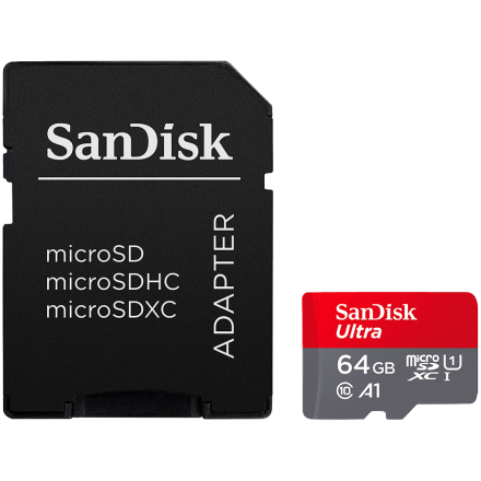 SANDISK Ultra microSDXC 64GB + SD Adapter 140MB/s  A1 Class 10 UHS-I