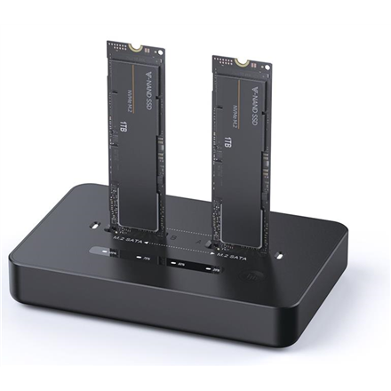 Gembird Desktop dual drive USB Type-C M.2 NVME (and SATA) SSD docking station, Black | DD2-U3M2