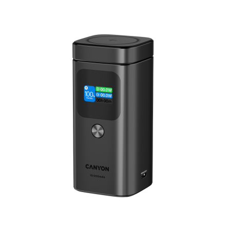 CANYON Qi2 magnetic power bank OnPower 150 15000mAh Aluminium Dark grey
