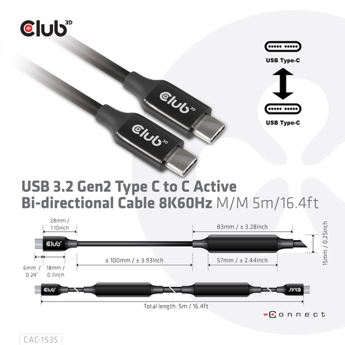 CLUB 3D USB-C Active Cable M/M 5m — pilt 4