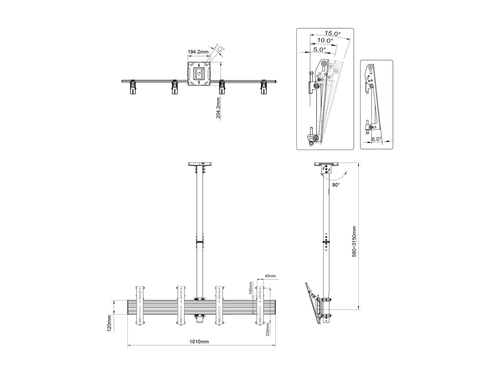 MB M Ceiling Mount Pro MBC2X1U VESA 200 — pilt 5