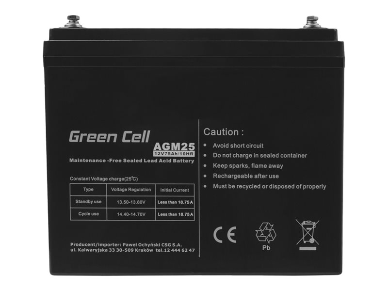 GREEN CELL Battery AGM 12V 75 Ah — pilt 3