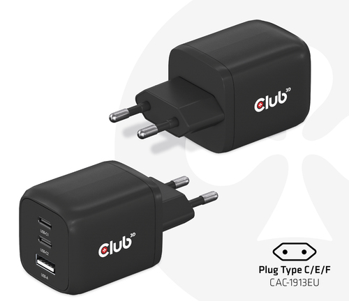 CLUB 3D Travel Charger 65W GAN Tech