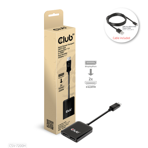 CLUB 3D MST HUB NEW DP 1.4 TO 2 HDMI — pilt 2