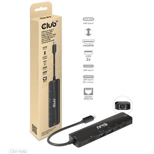 CLUB 3D USB GEN1 TYPE-C 6-IN-1 HUB — pilt 6