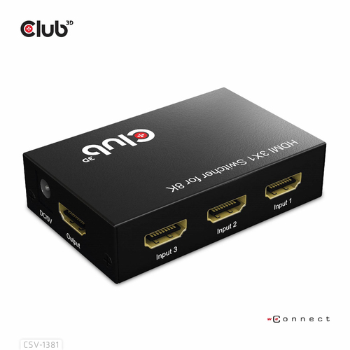 CLUB 3D 3 to 1 HDMI 8K60Hz Switch — pilt 3