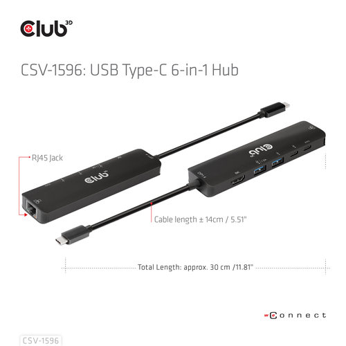 CLUB 3D USB GEN1 TYPE-C 6-IN-1 HUB — pilt 11