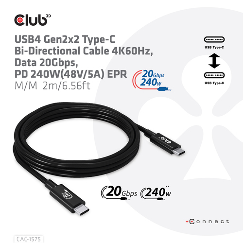 CABLE USB-C TO USB-C 2M/M/M CAC-1575 CLUB3D — pilt 6