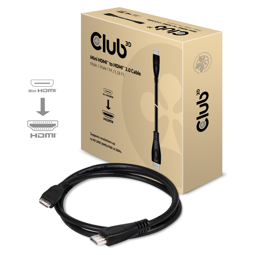 CLUB 3D MINI HDMI TO HDMI 2.0 CABLE 1M — pilt 2